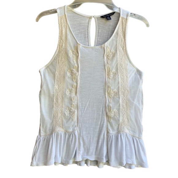 American Eagle Outfitters Tops - NWT American Eagle Outfitters Sleeveless Blouse W/ Lace Crochet Trim - Sz Large
